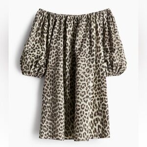 NWT H&M Animal Print Off-Shoulder Dress - Black and Tan